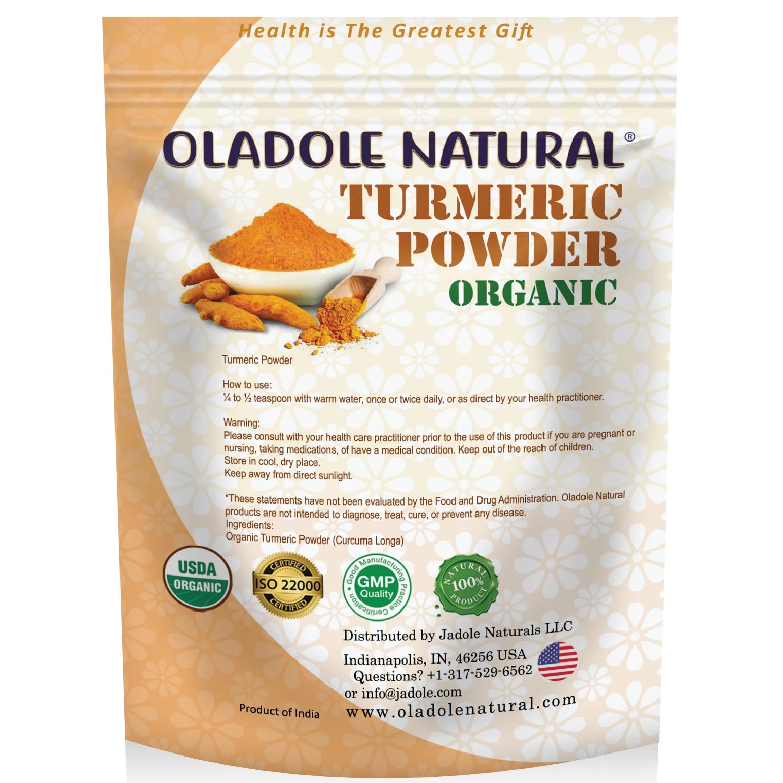 مسحوق جذر الكركم الطبيعي من أولادول، 100 غرام 