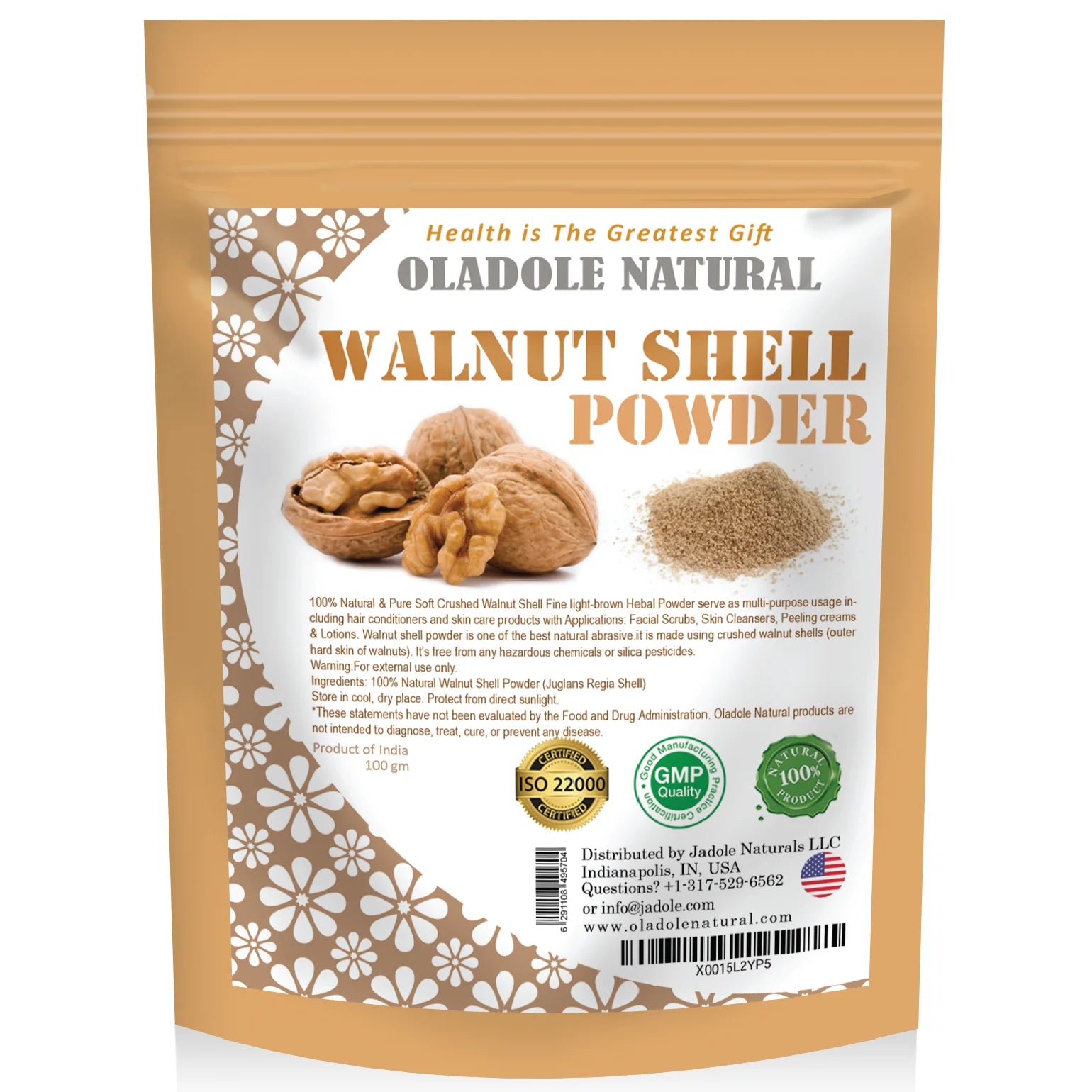 Oladole Natural 100% Natural Walnut Shell Powder 100g